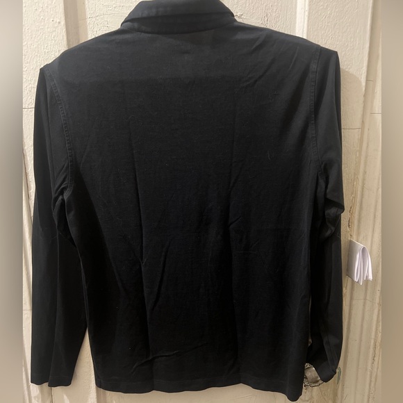 Theory Womans 1/4 Button Up Black Long Sleeves Size Large Preppy - Picture 10 of 12